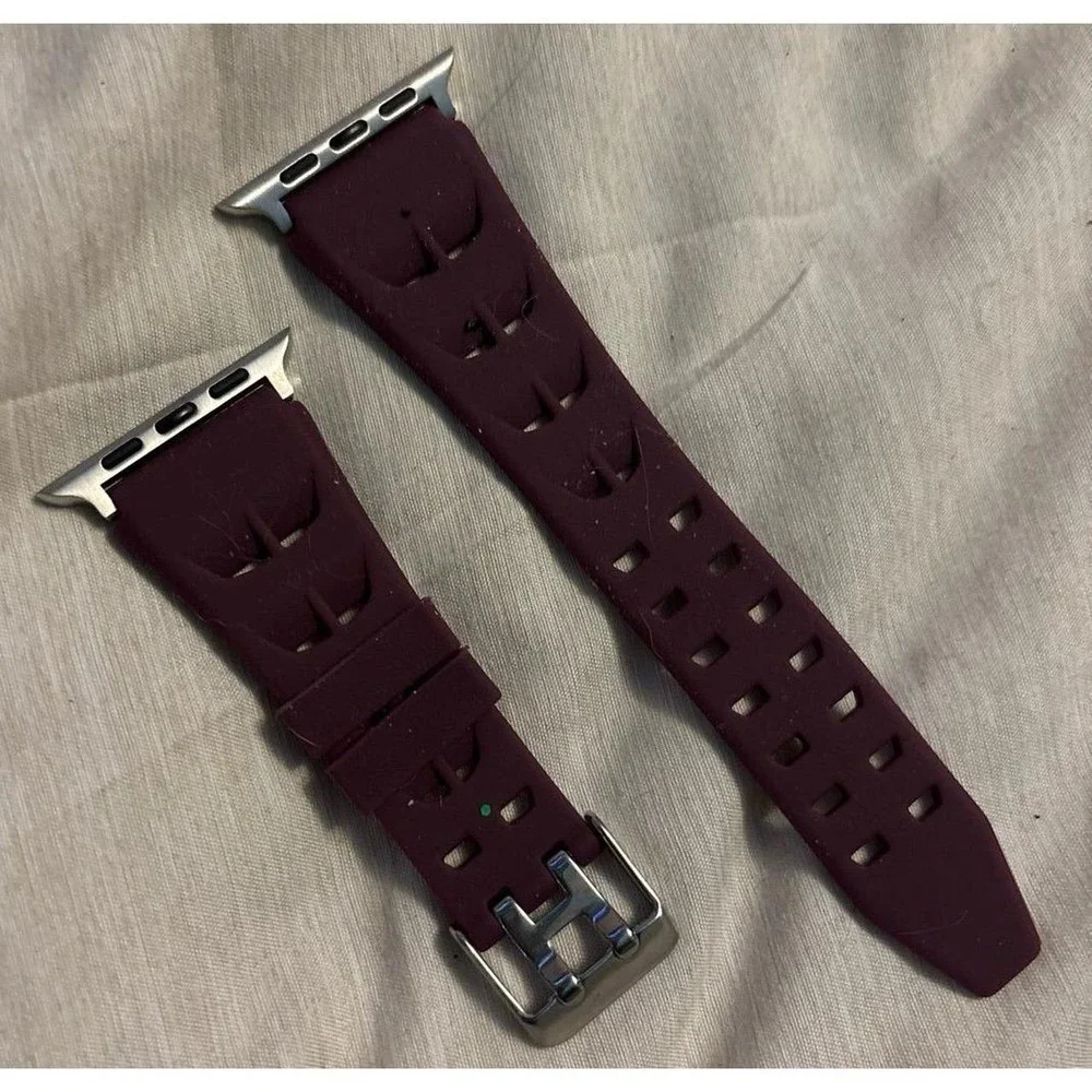 NEW Breathable Burgundy Silicone Buckled Band for Apple Watch 42mm/44mm/45mm